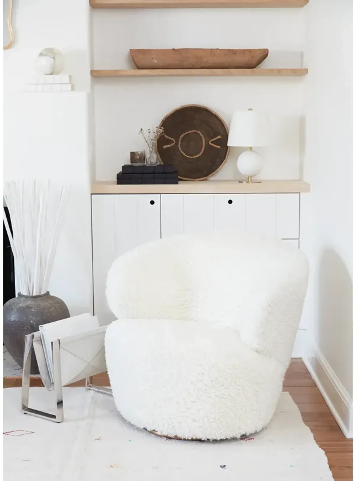 Andres Hair on Hide Magazine Rack (Polished Nickel)