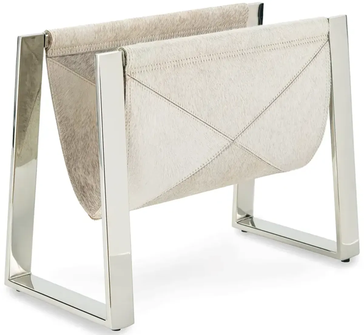 Andres Hair on Hide Magazine Rack (Polished Nickel)