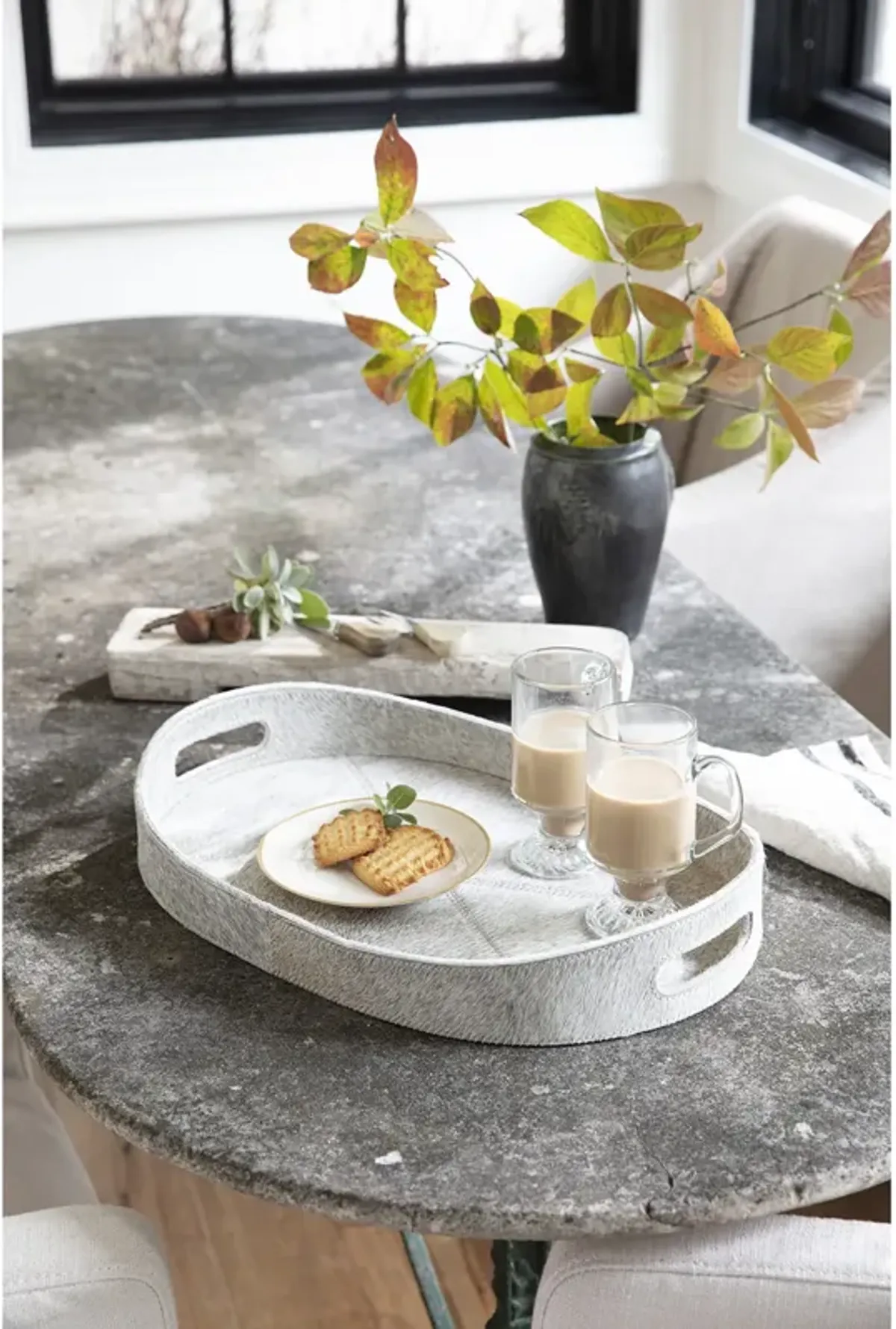 Andres Hair on Hide Tray Set (Grey)