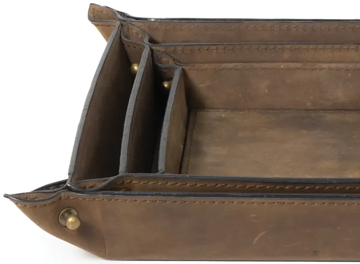Derby Leather Tray Set (Brown)