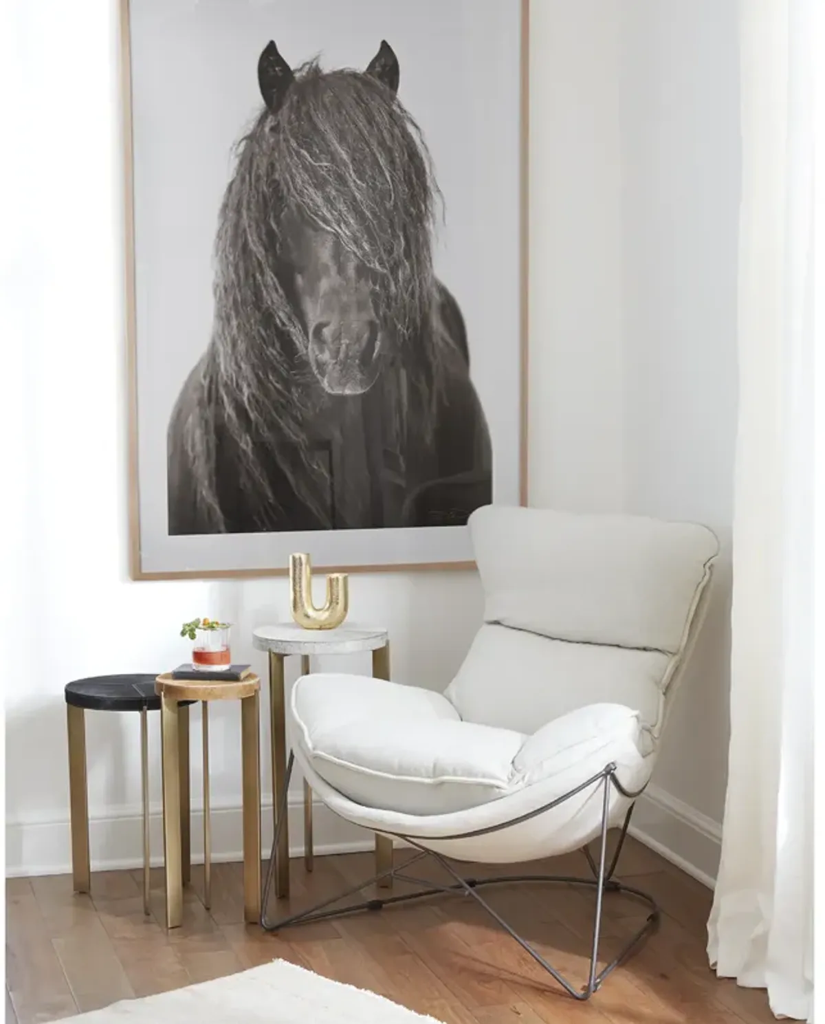 Andres Hair on Hide Mixer Table Set (Brass)