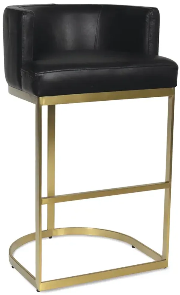 Owen Leather Bar Stool (Modern Black)