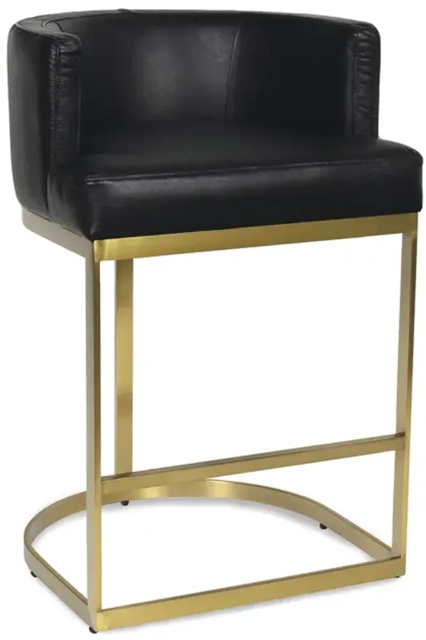 Owen Leather Counter Stool (Modern Black)