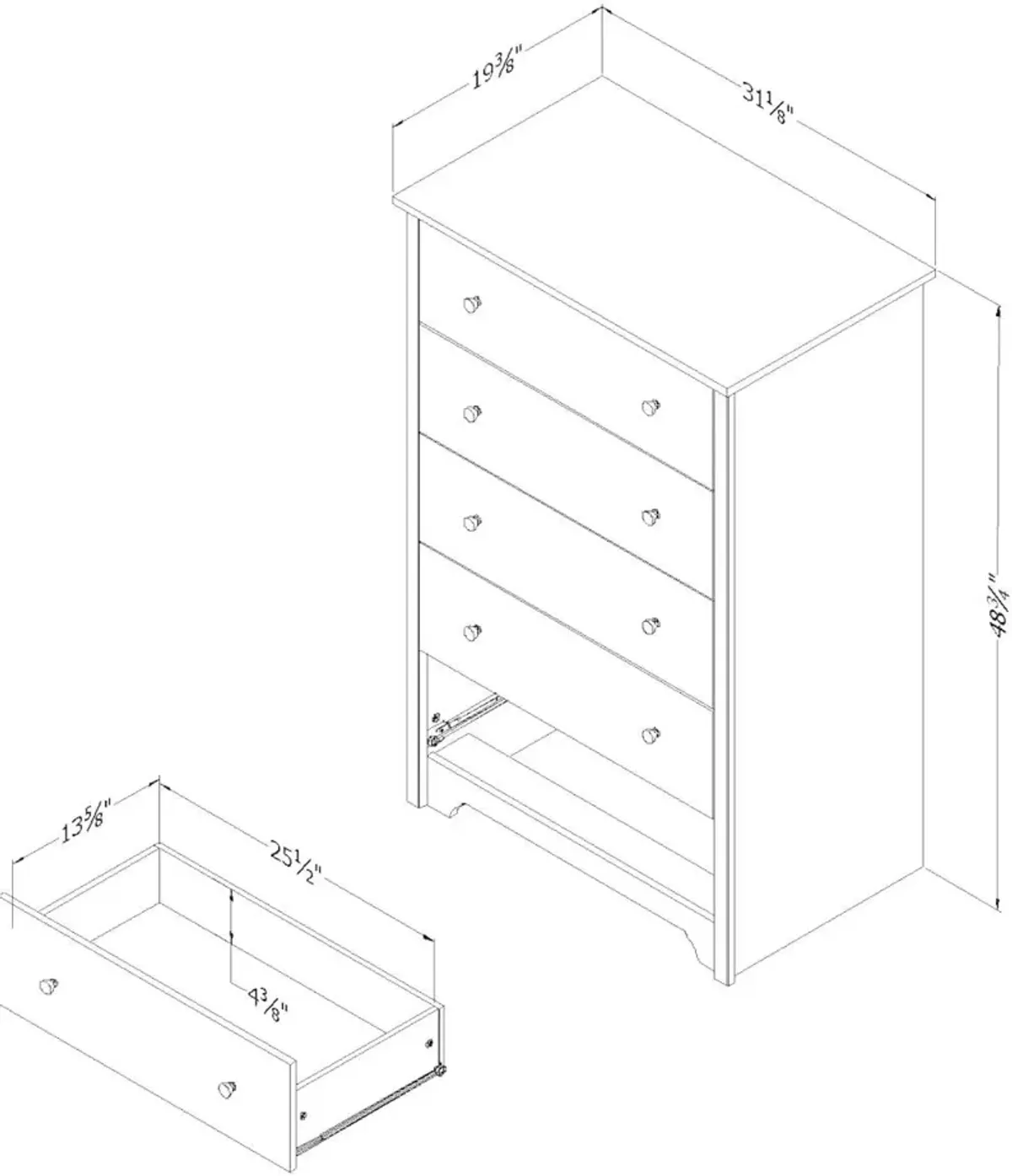 Vito Soft Gray 5-Drawer Chest - South Shore