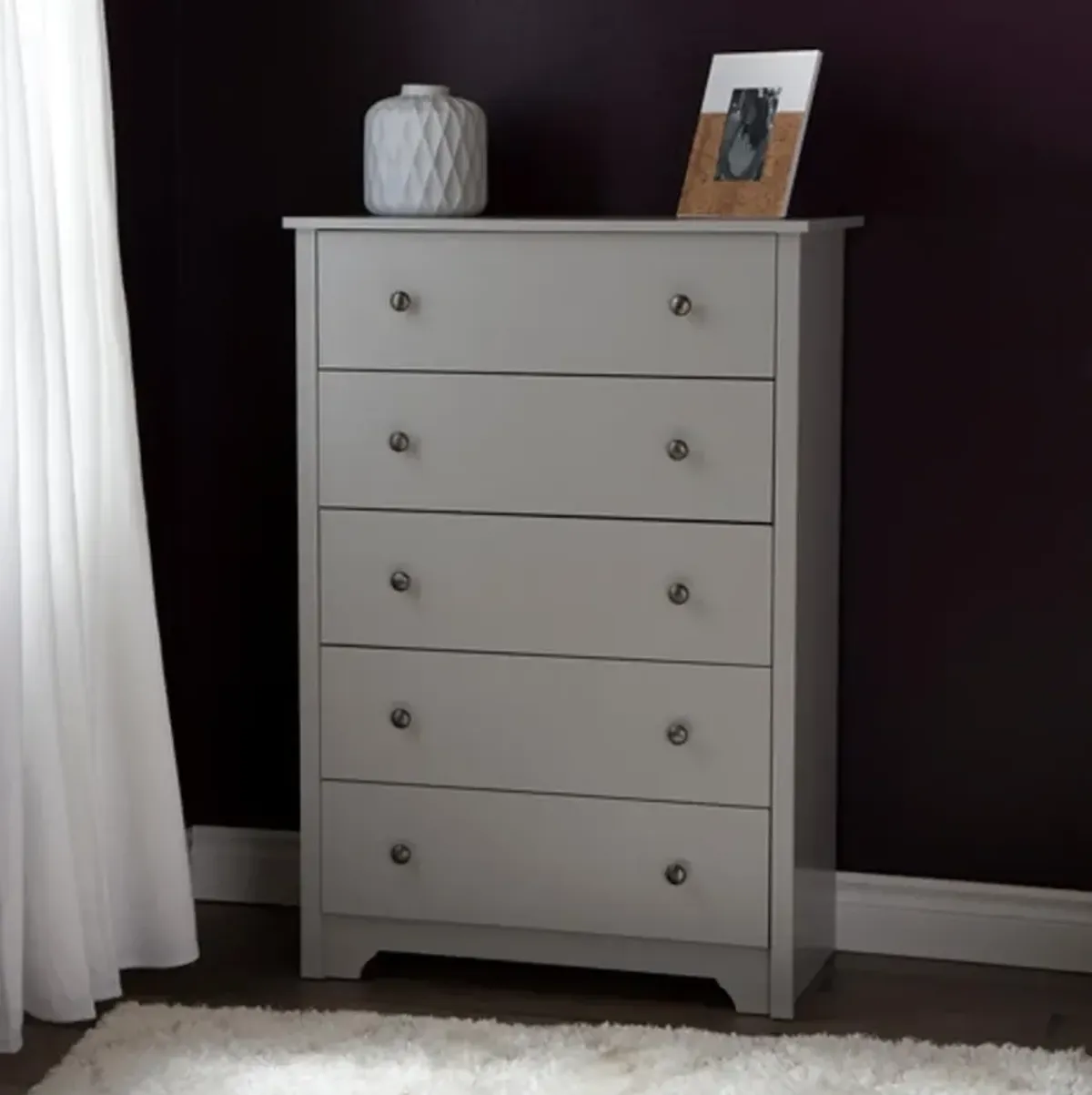 Vito Soft Gray 5-Drawer Chest - South Shore