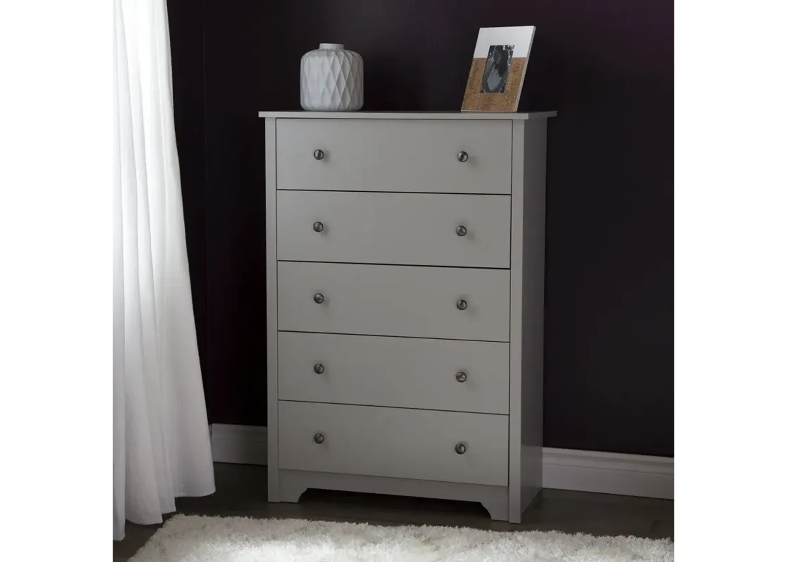 Vito Soft Gray 5-Drawer Chest - South Shore