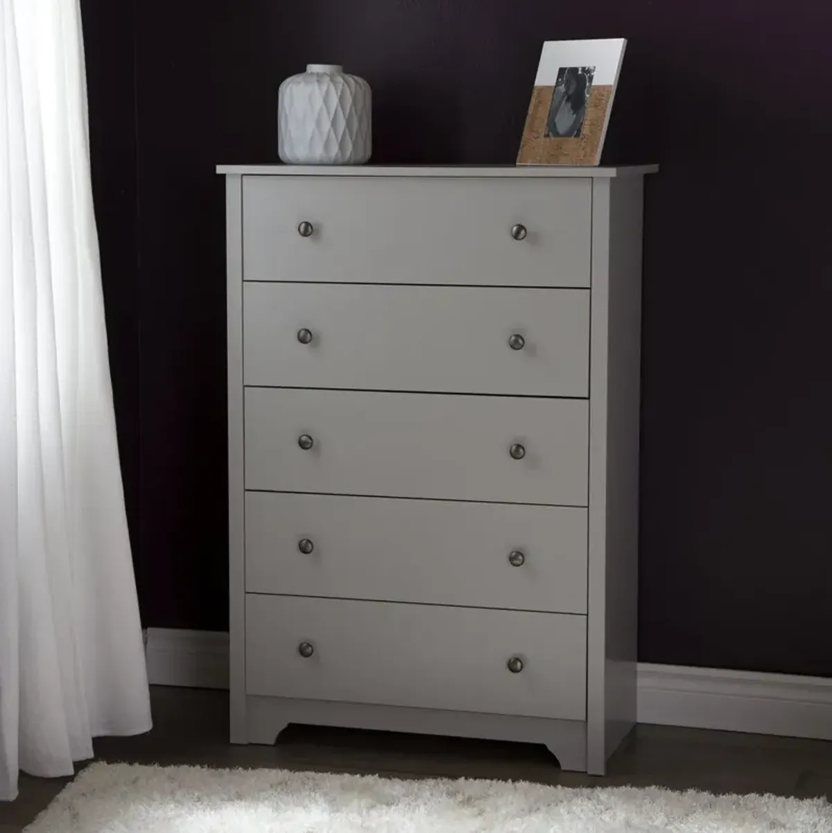 Vito Soft Gray 5-Drawer Chest - South Shore