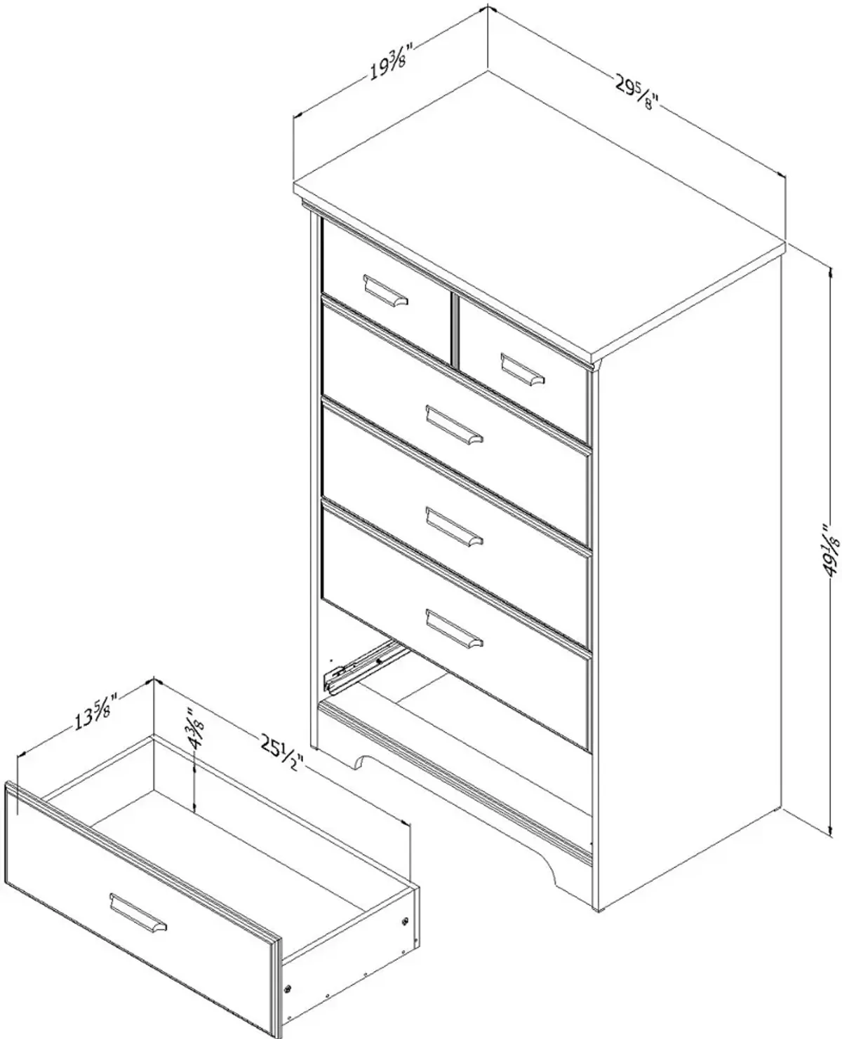 Versa Casual Contemporary Gray Maple 5-Drawer Chest - South Shore