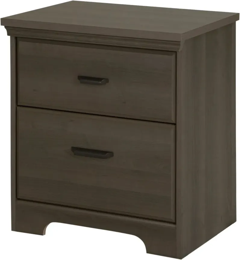 Versa Gray Maple 2-Drawer Nightstand - South Shore