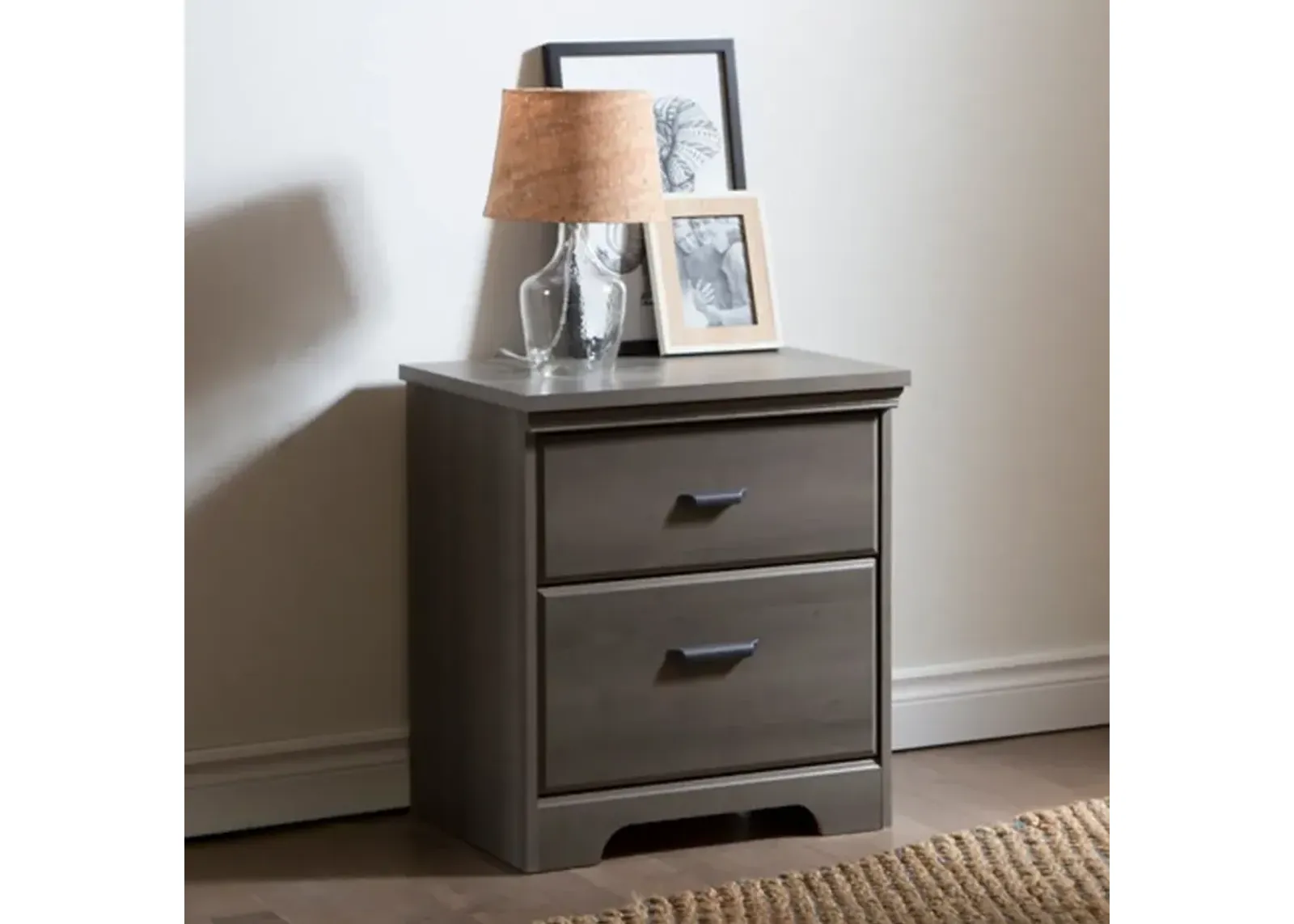 Versa Gray Maple 2-Drawer Nightstand - South Shore