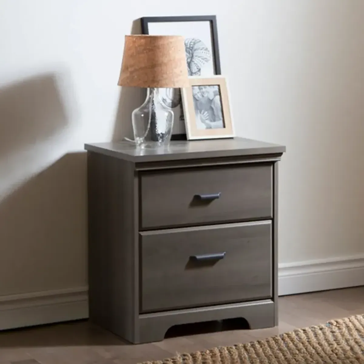 Versa Gray Maple 2-Drawer Nightstand - South Shore