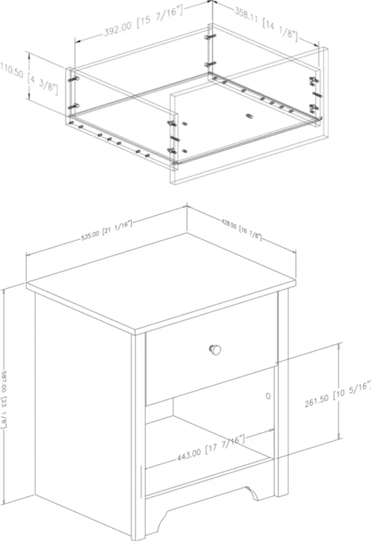 Vito Soft Gray 1-Drawer Nightstand - South Shore