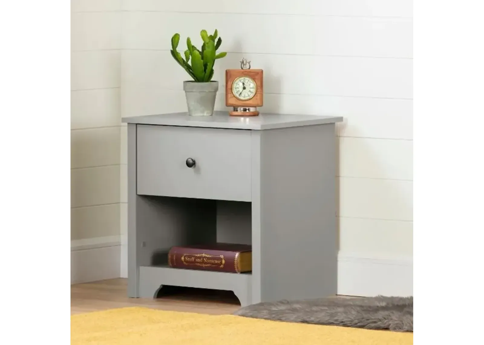 Vito Soft Gray 1-Drawer Nightstand - South Shore