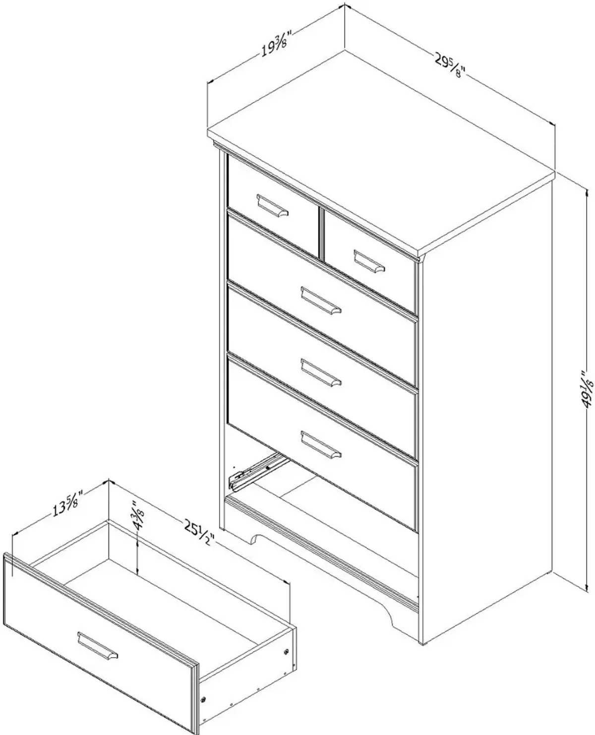 Versa Casual Contemporary Weathered Oak 5-Drawer Chest - South Shore