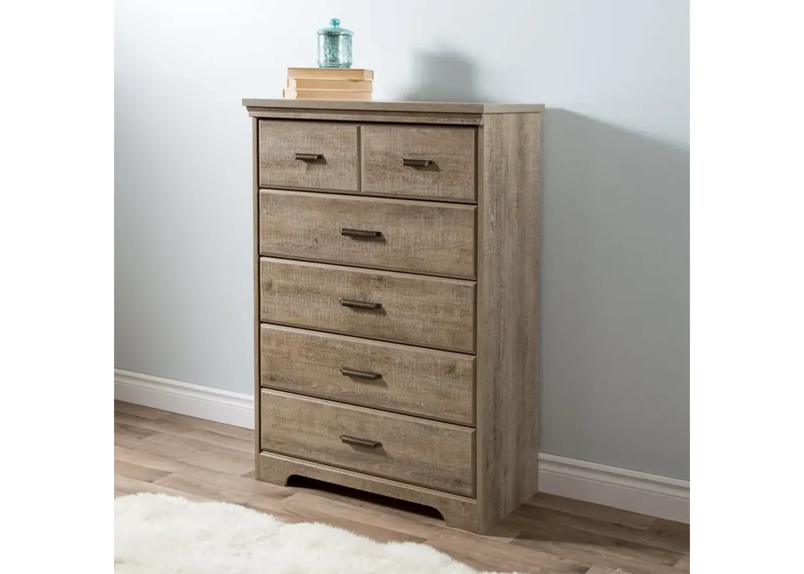 Versa Casual Contemporary Weathered Oak 5-Drawer Chest - South Shore