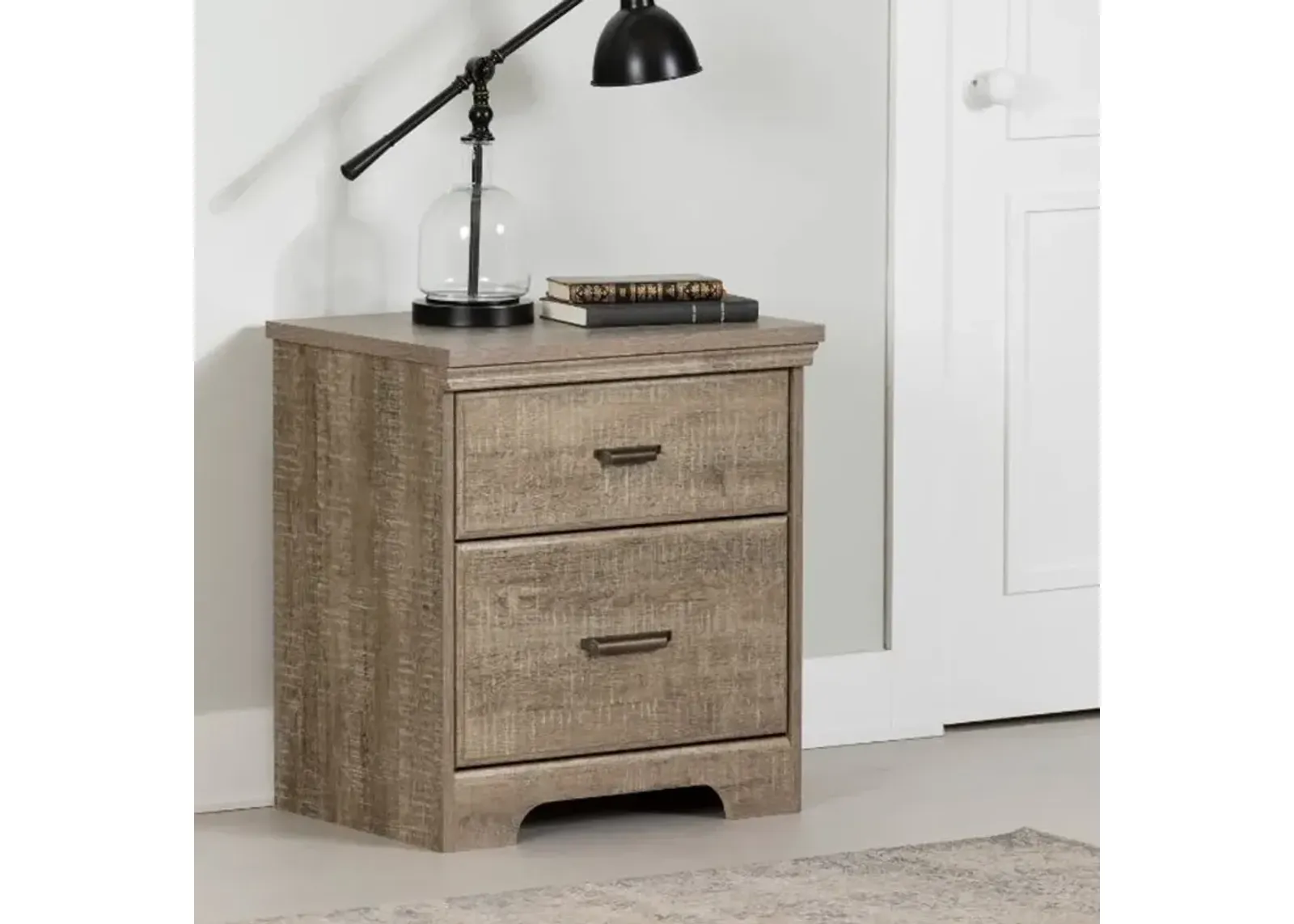 Versa Weathered Oak 2-Drawer Nightstand - South Shore