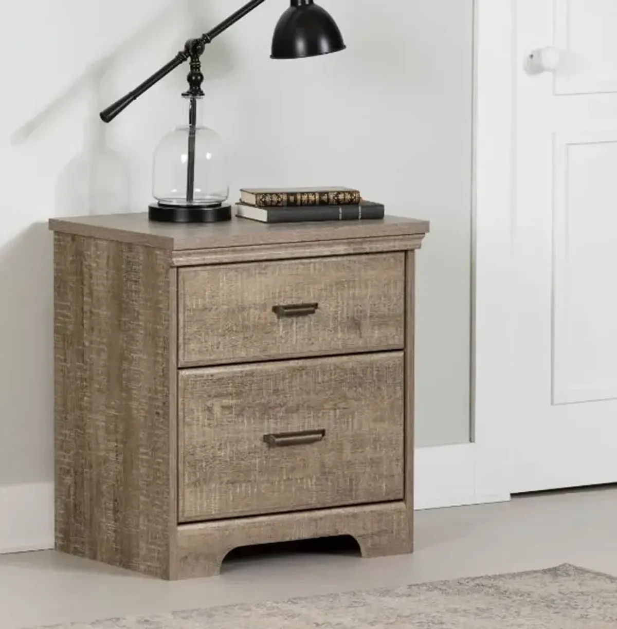 Versa Weathered Oak 2-Drawer Nightstand - South Shore