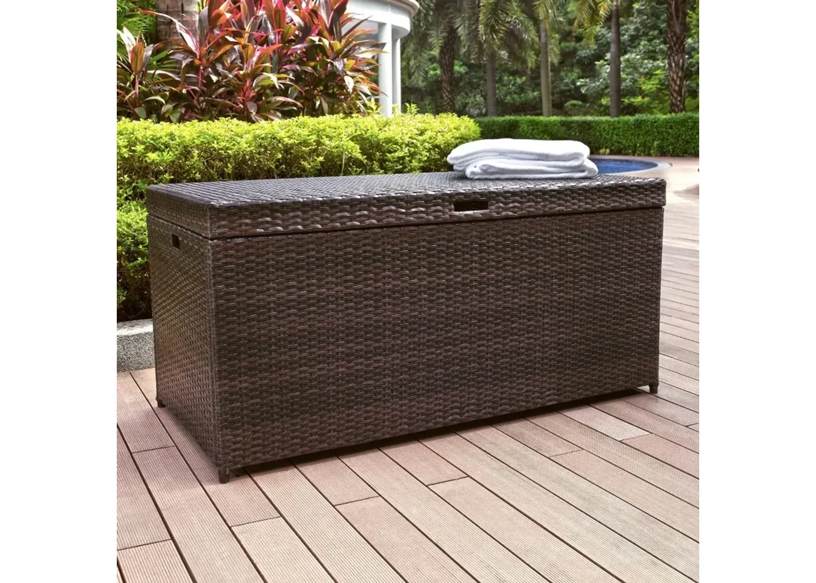 Palm Harbor Wicker Patio Storage Bin