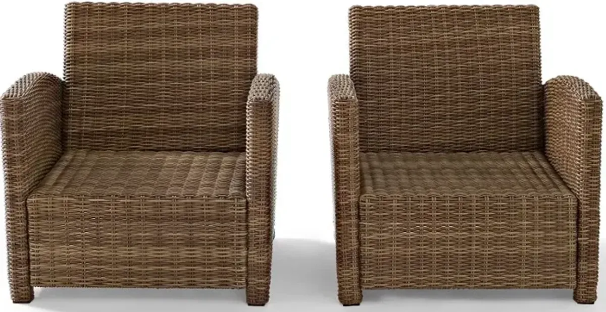 Bradenton Sangria and Wicker Patio Armchairs, Set of 2