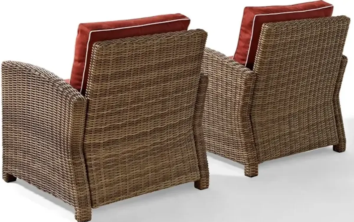 Bradenton Sangria and Wicker Patio Armchairs, Set of 2