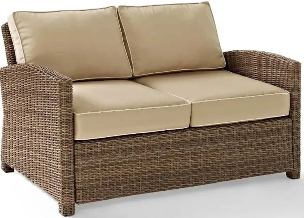 Bradenton Sand and Wicker Patio Loveseat