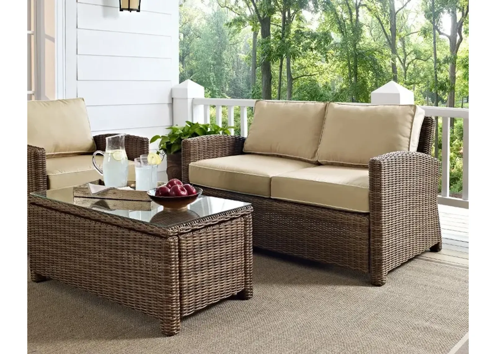 Bradenton Sand and Wicker Patio Loveseat