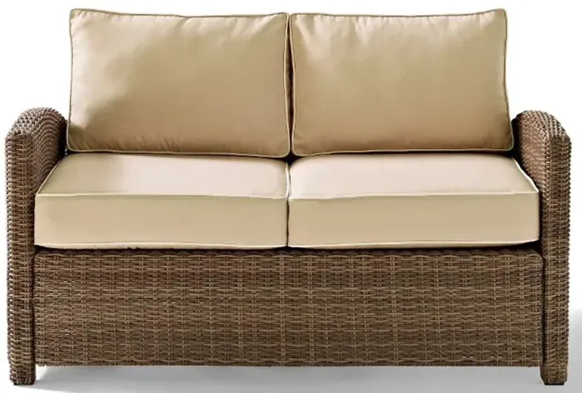 Bradenton Beige and Wicker Patio Loveseat