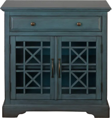 Antique Blue 2 Door and 1 Drawer Accent Cabinet