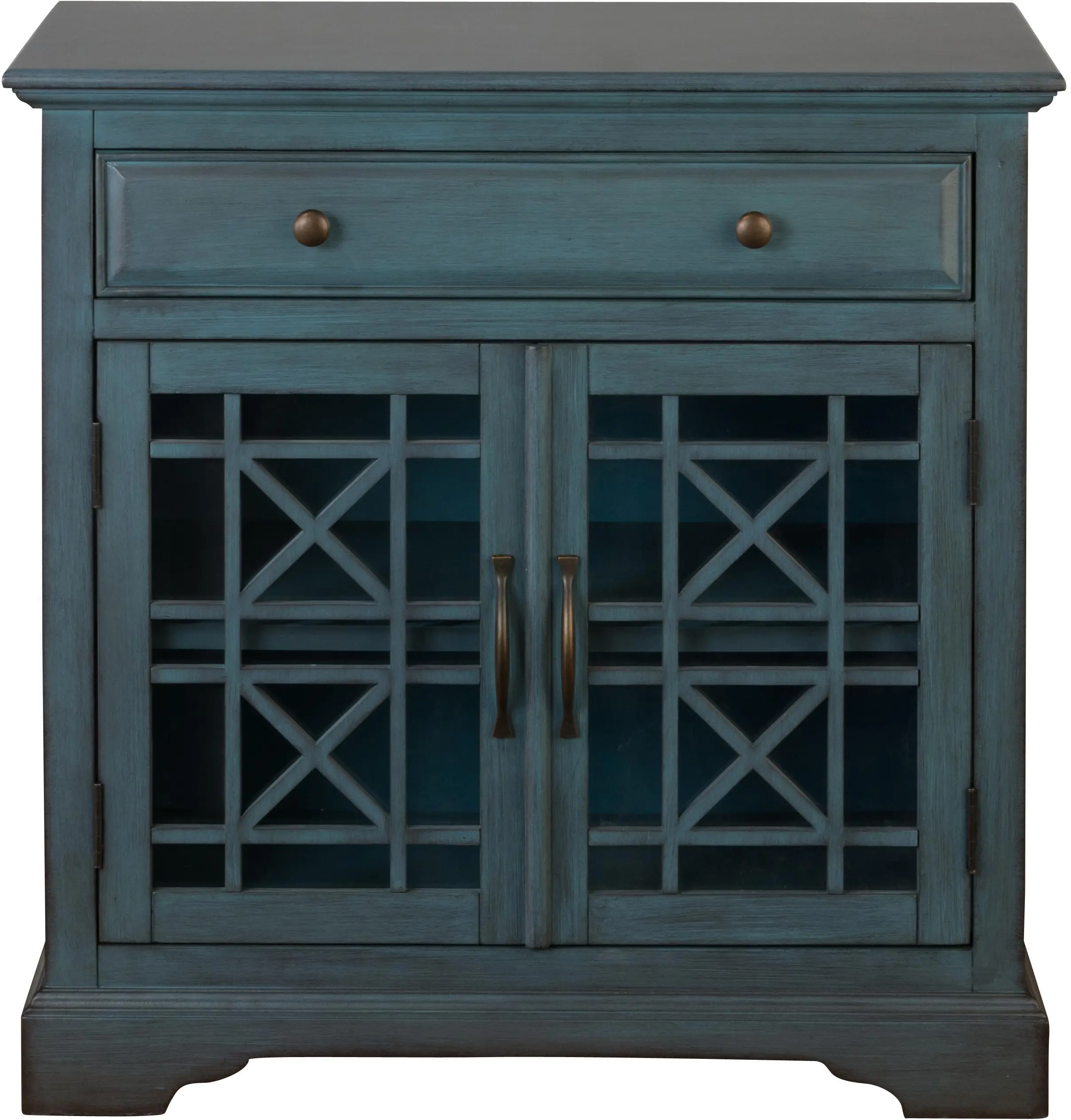 Antique Blue 2 Door and 1 Drawer Accent Cabinet