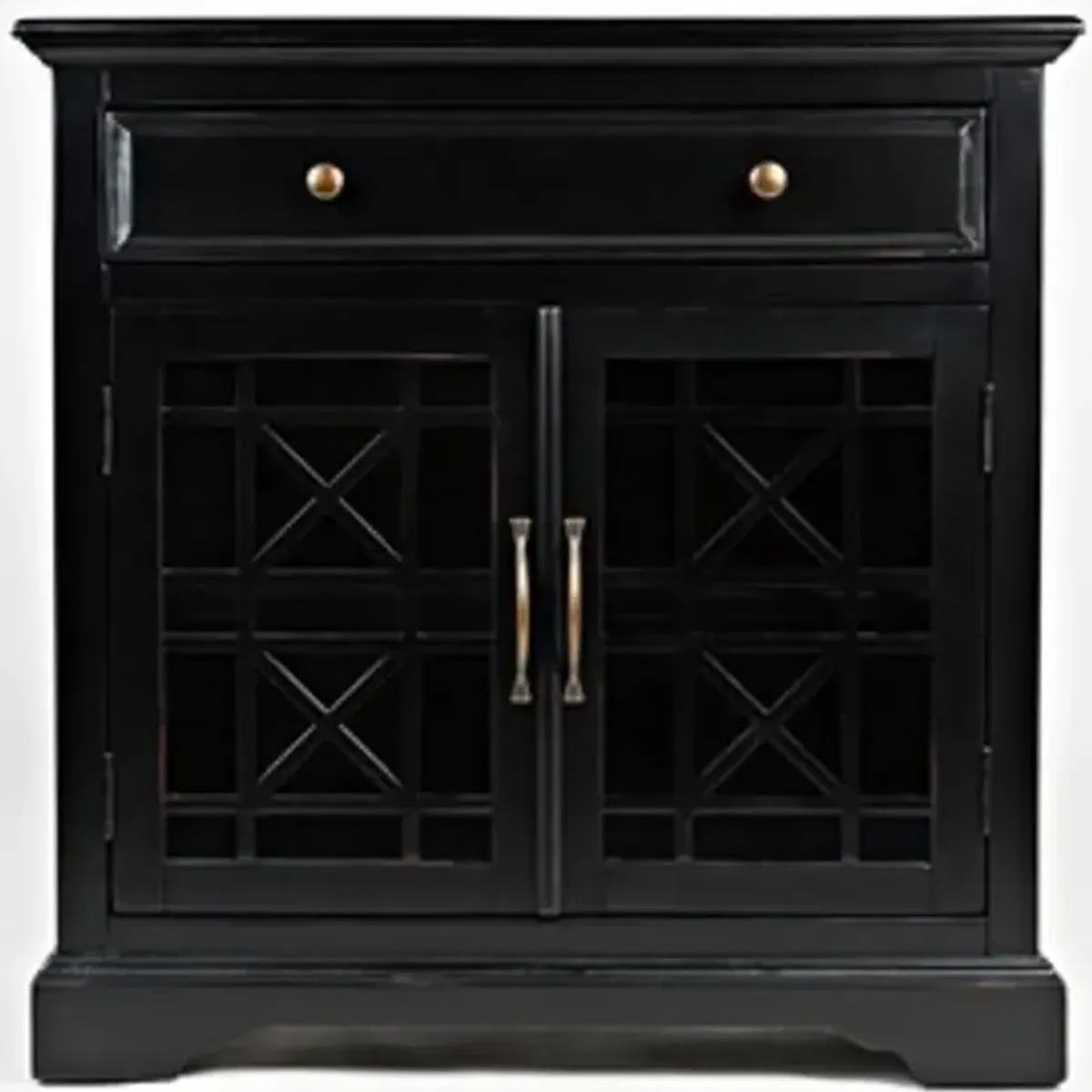 Black 2 Door and 1 Drawer Accent Chest