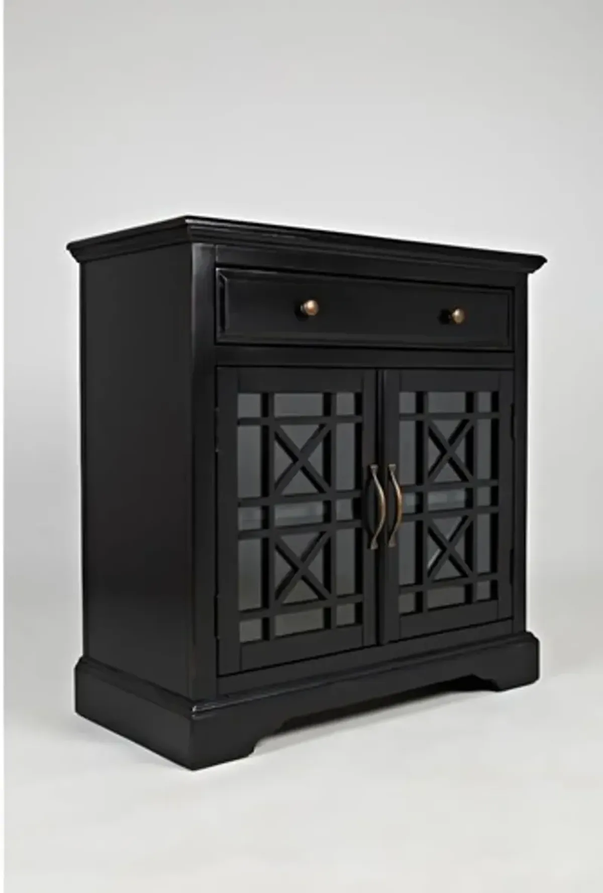 Black 2 Door and 1 Drawer Accent Chest