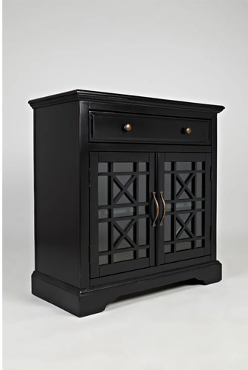 Black 2 Door and 1 Drawer Accent Chest