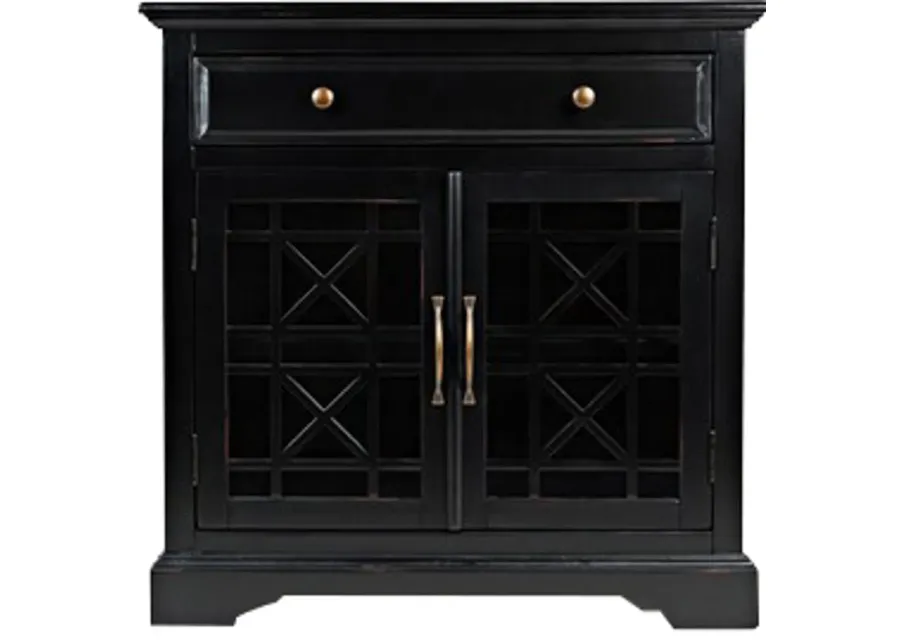 Black 2 Door and 1 Drawer Accent Chest