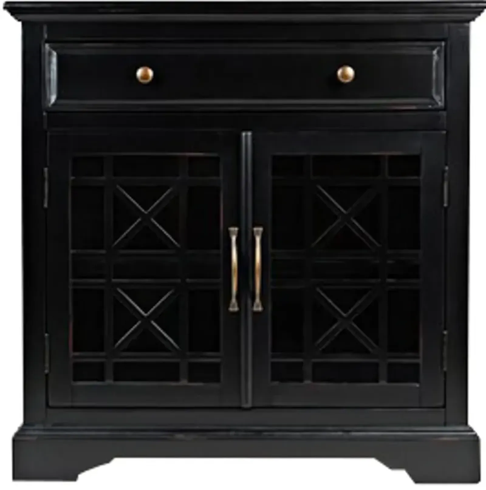 Black 2 Door and 1 Drawer Accent Chest