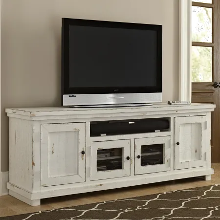 Willow Distressed White 74" TV Stand