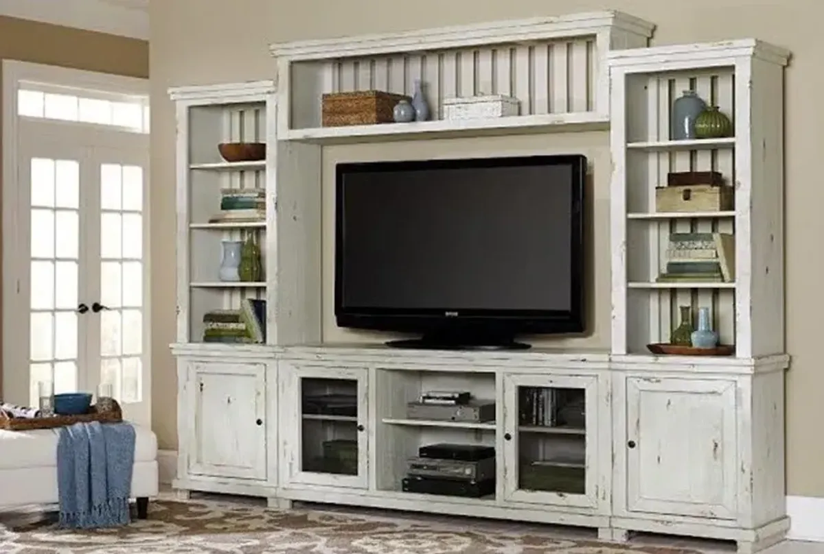 Willow Distressed White 4 Piece Rustic Entertainment Center