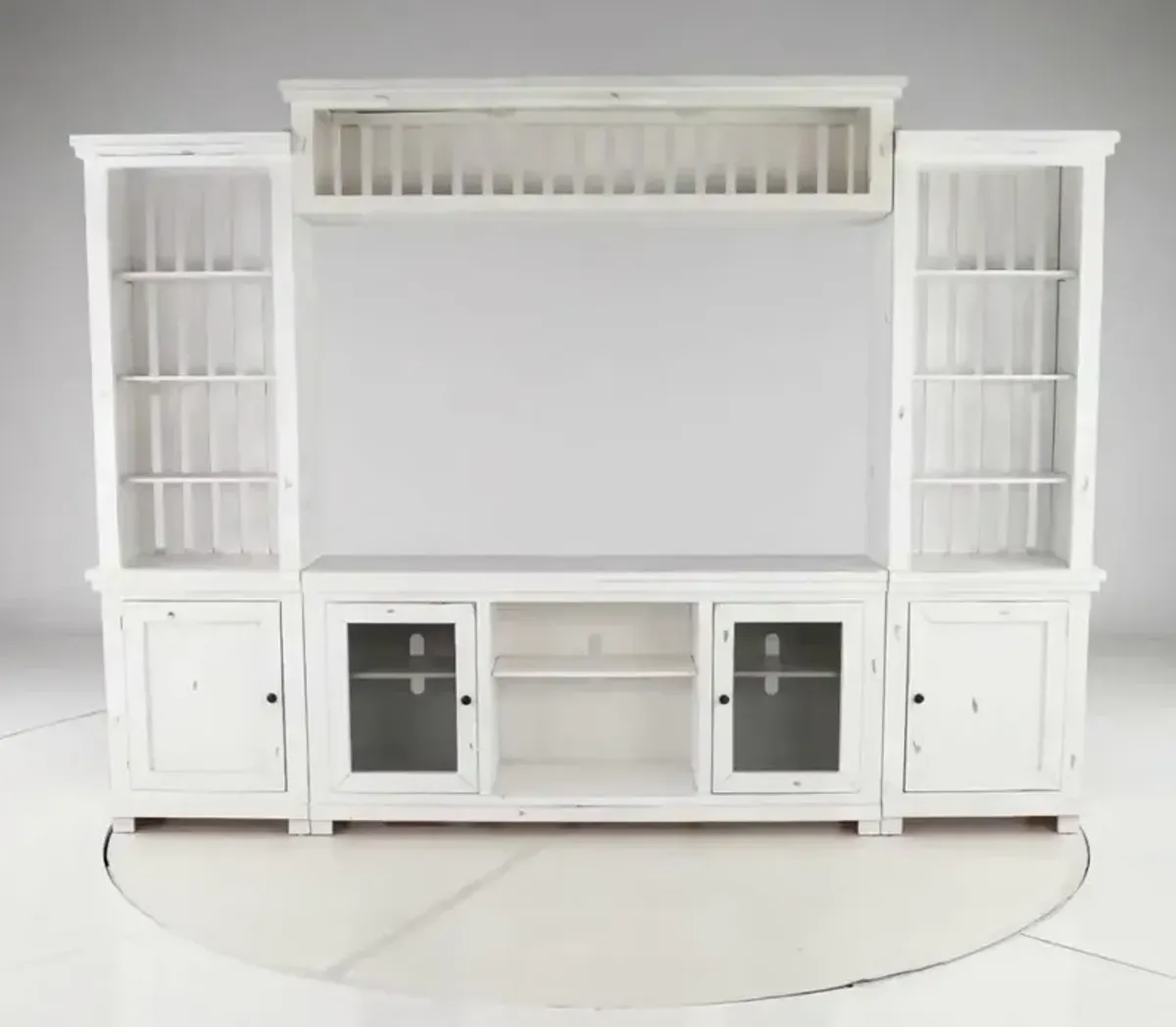 Willow Distressed White 4 Piece Rustic Entertainment Center