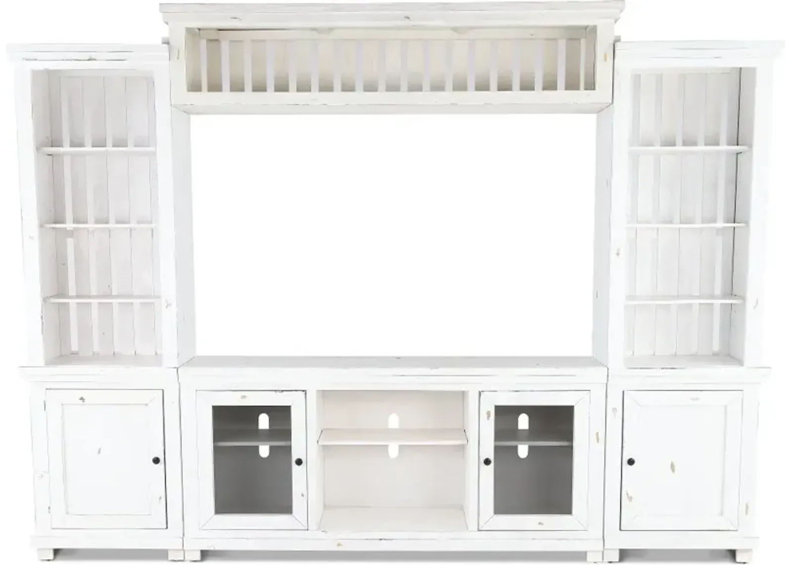 Willow Distressed White 4 Piece Rustic Entertainment Center