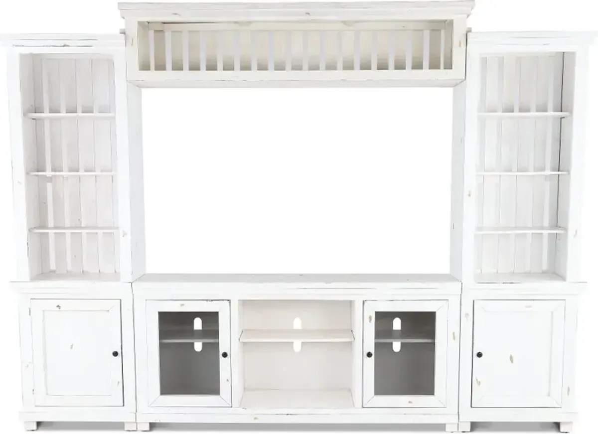 Willow Distressed White 4 Piece Rustic Entertainment Center