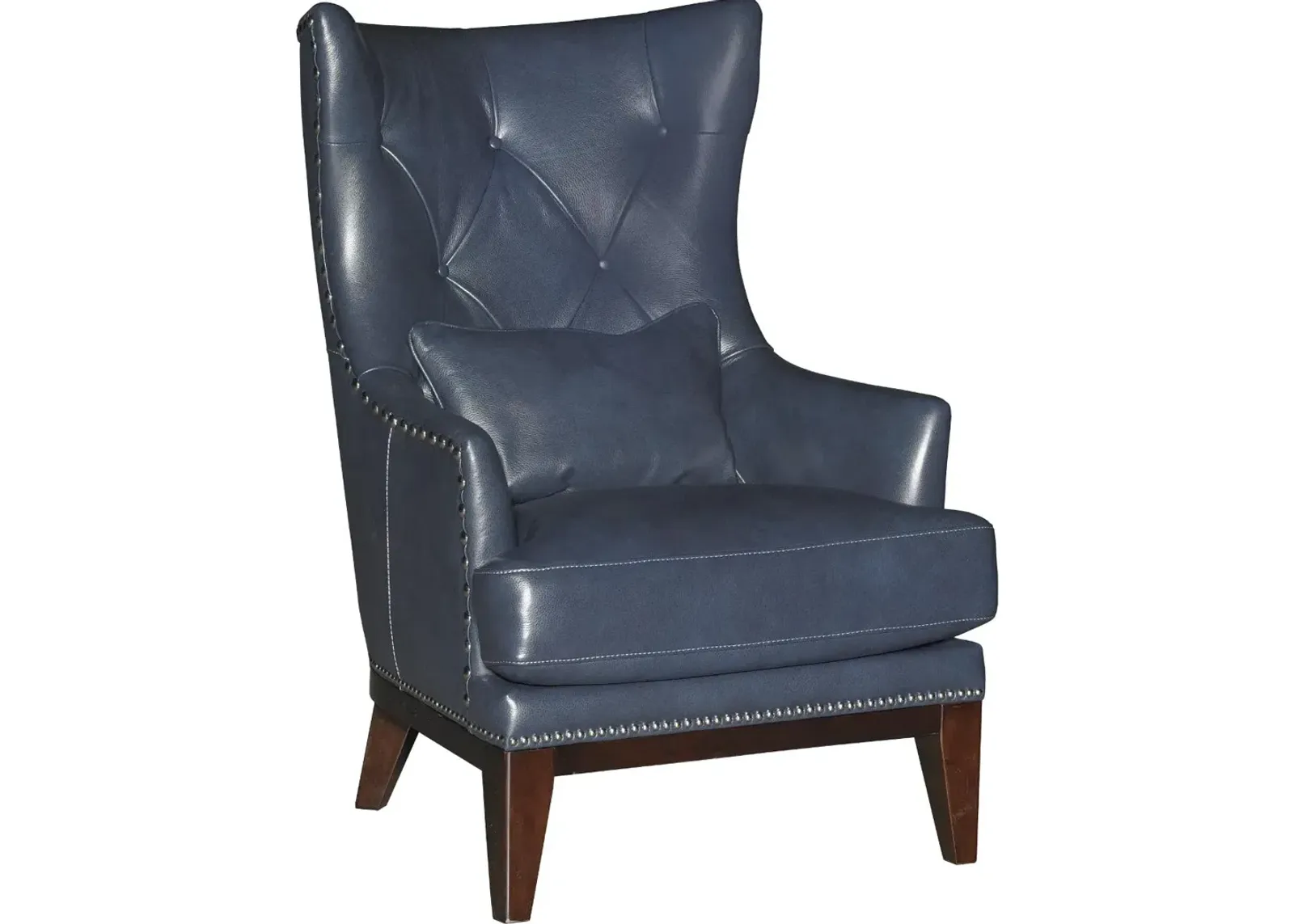 Brewster Blue Leather-Match Accent Chair and Ottoman