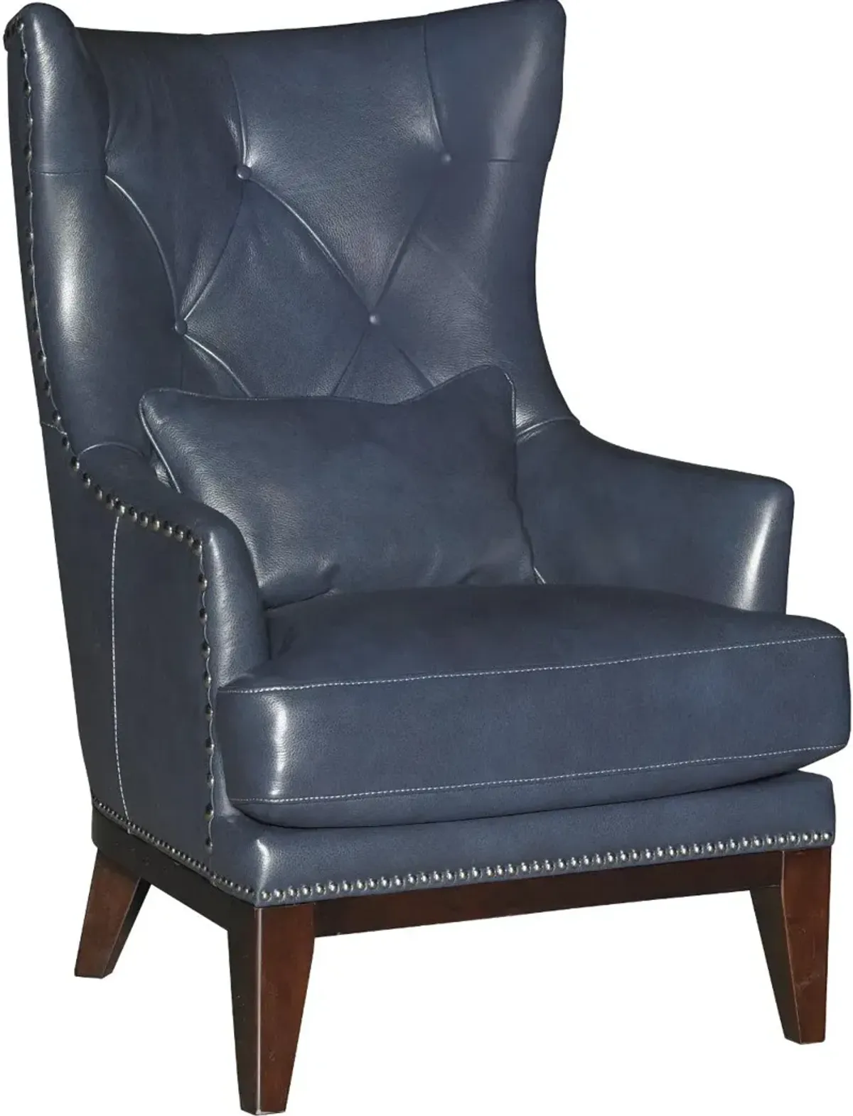 Brewster Blue Leather-Match Accent Chair and Ottoman