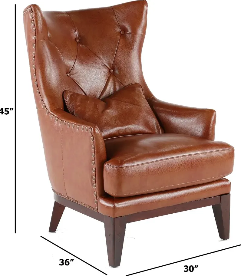 Brewster Chestnut Brown Leather-Match Accent Chair