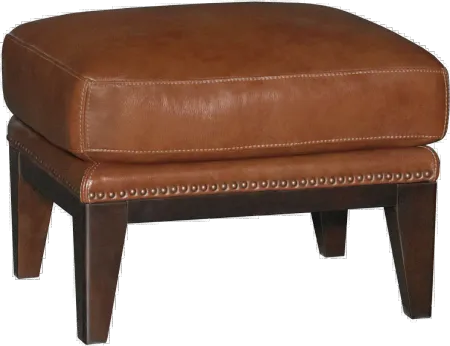 Brewster Chestnut Brown Leather-Match Ottoman