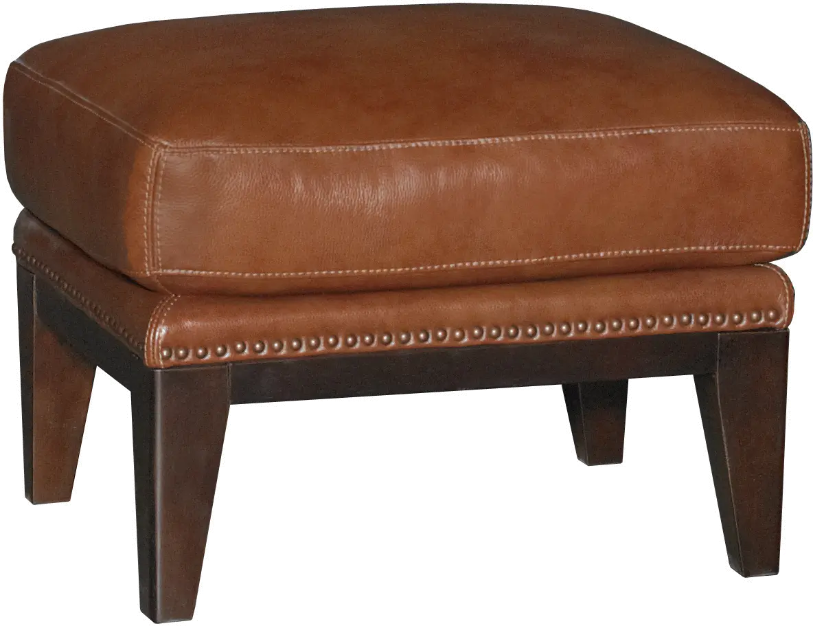 Brewster Chestnut Brown Leather-Match Ottoman