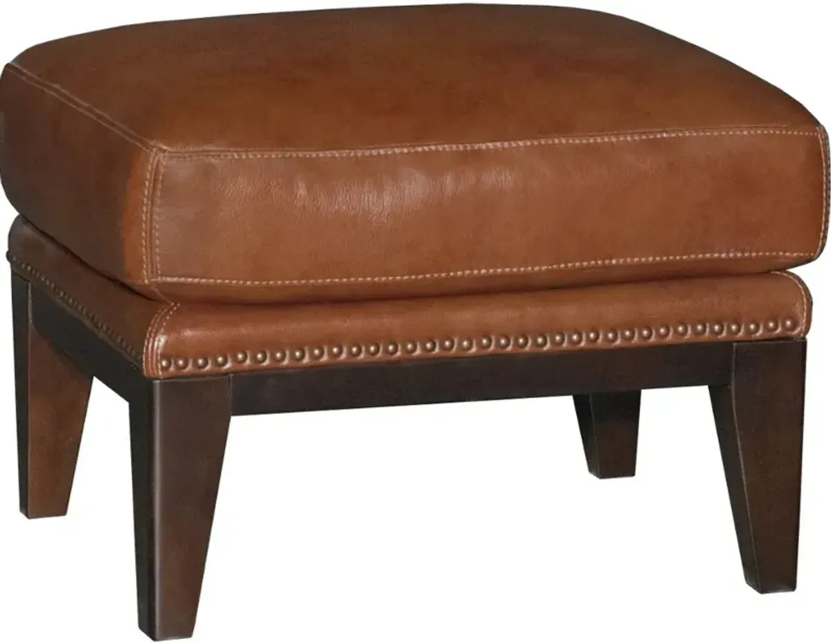 Brewster Chestnut Brown Leather-Match Ottoman