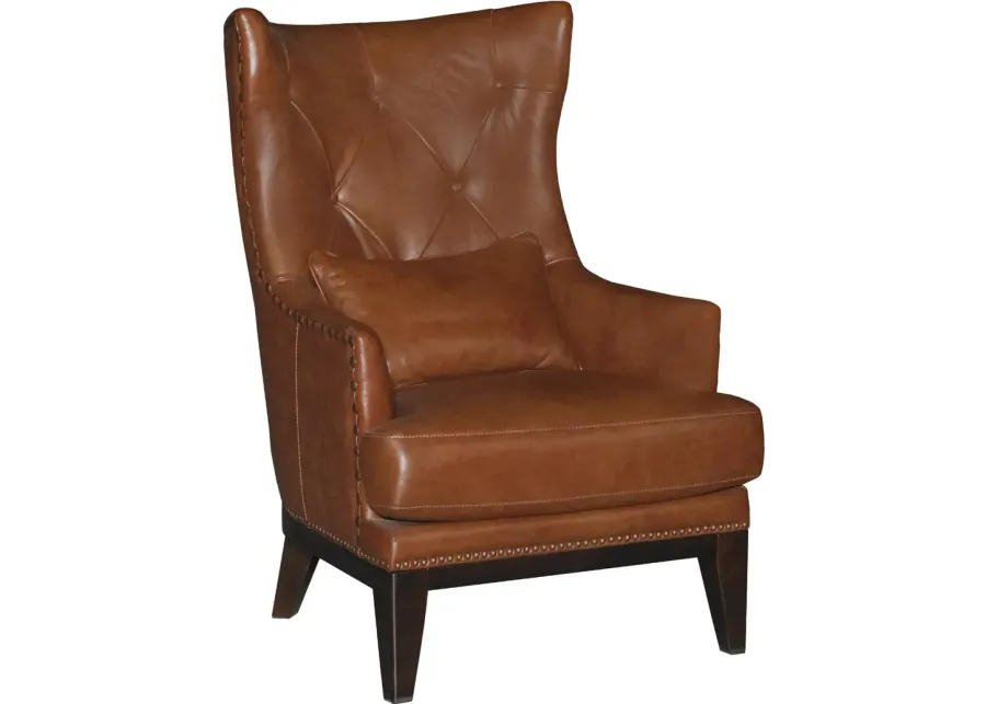 Brewster Chestnut Brown Leather-Match Accent Chair and Ottoman