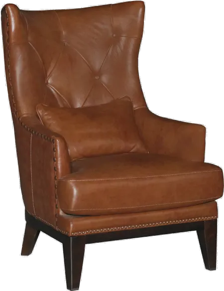 Brewster Chestnut Brown Leather-Match Accent Chair and Ottoman