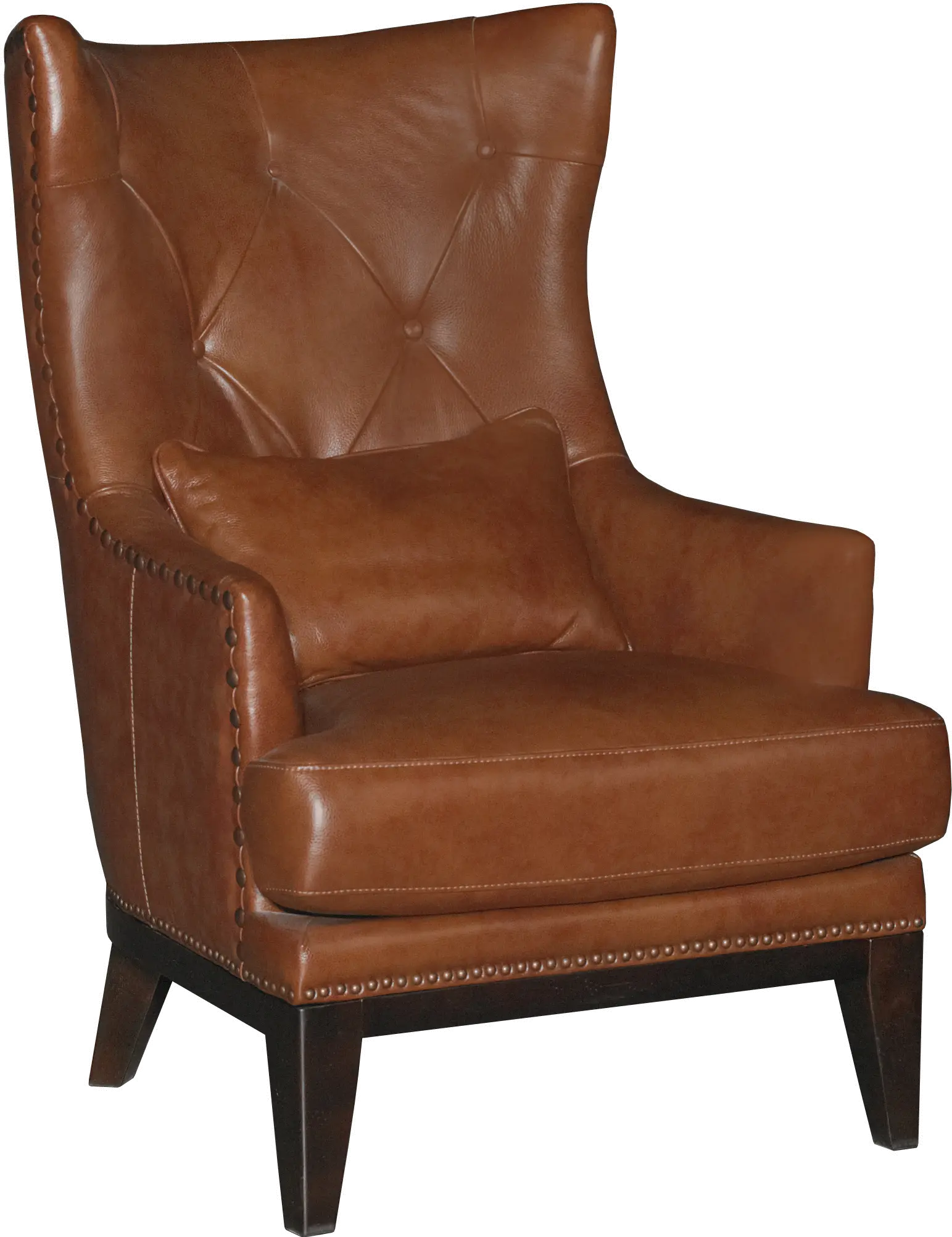 Brewster Chestnut Brown Leather-Match Accent Chair and Ottoman