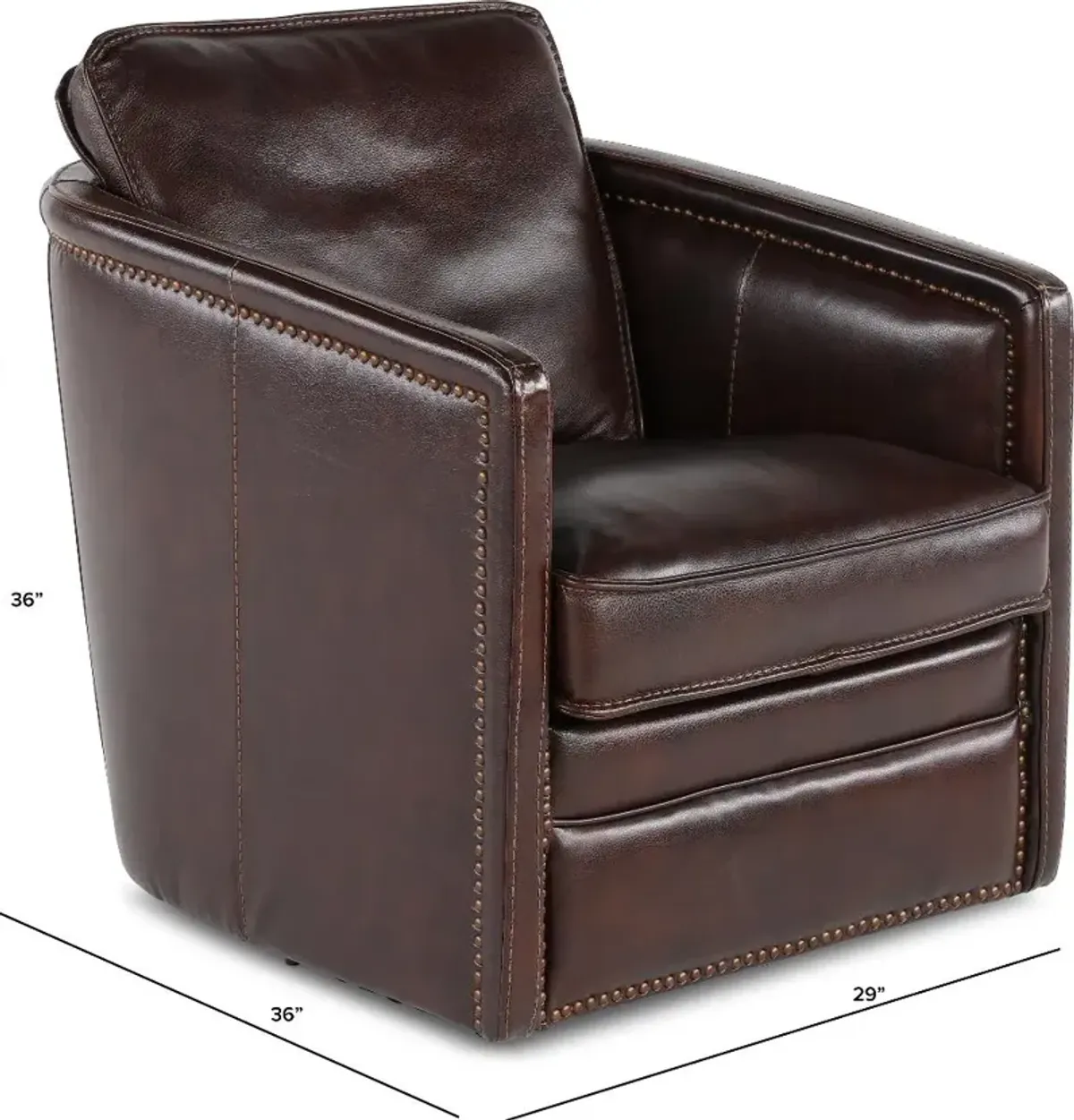 Piper Coffee Brown Leather Swivel Barrel Chair