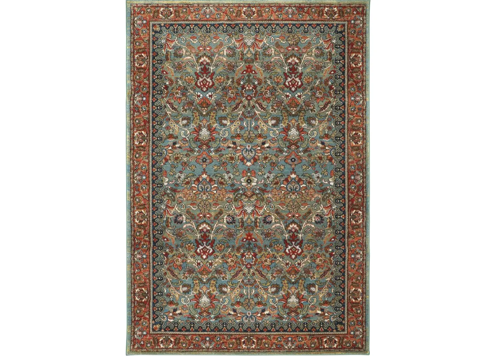 Spice Market 5 x 8 Garnet Red and Aquamarine Blue Rug